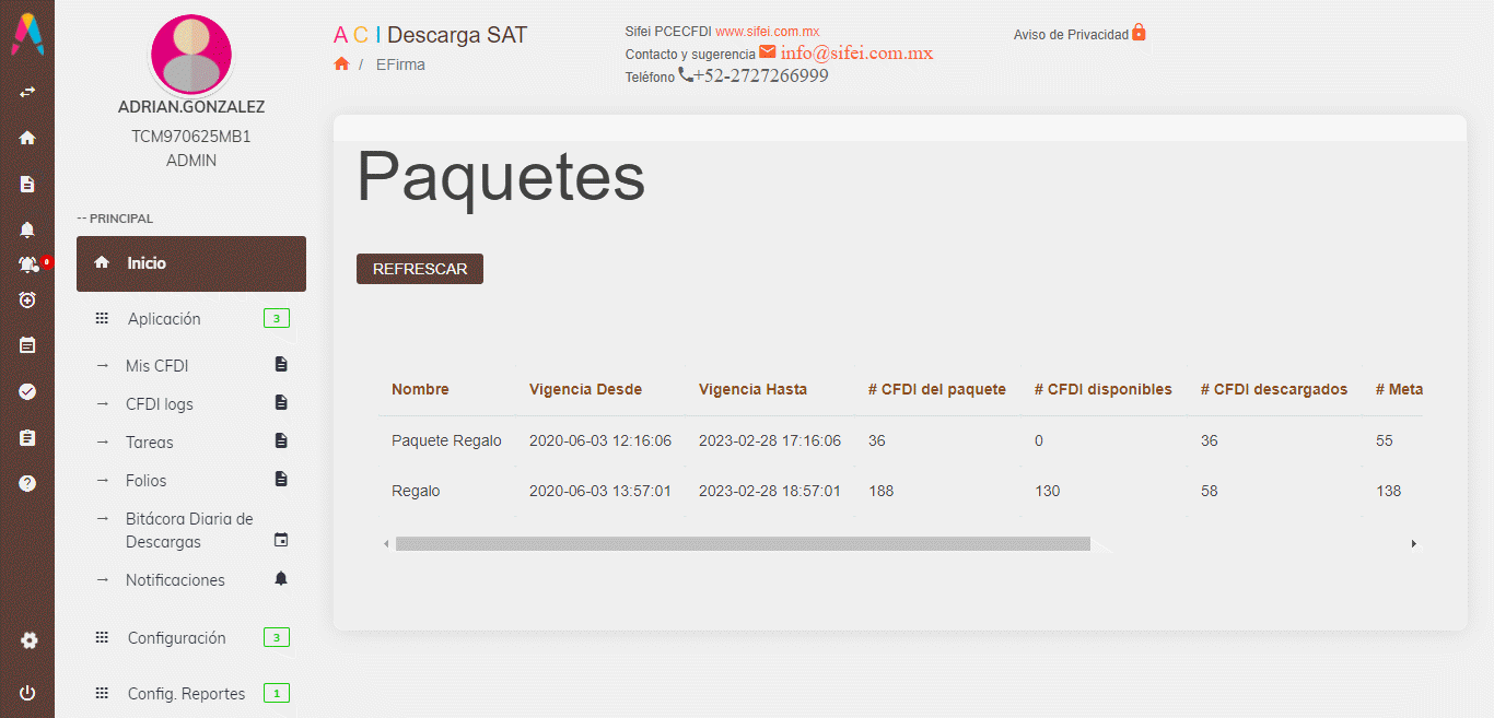 Actualización de ACI Descarga SAT SIFEI PAC y PCECFDI